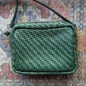 Clare V. Evergreen Woven Leather Midi Sac